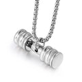 Men and Women's Stainless Steel Fitness Barbell and Round Dumbbell Pendant Necklace Fine Charms for Active Styles