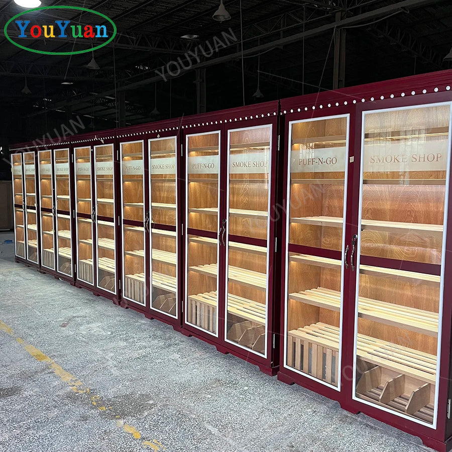 Cigar Humidor Cabinet Pharmacy Shop Cash Counter Design Display showcase Cherry Cigar Cabinet Electric Cigar Humidors