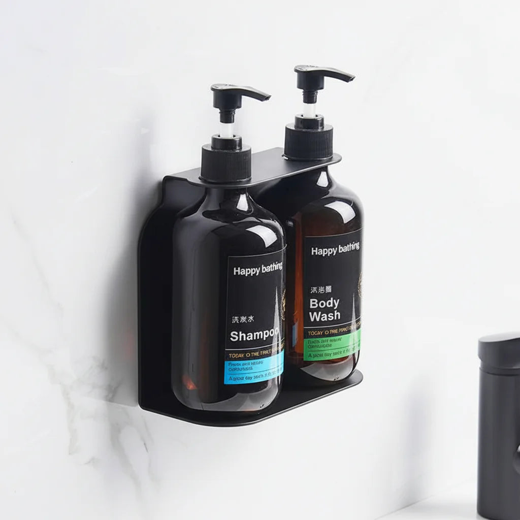 Self Adhesive Manual Soap Dispenser Holder Hotel Bathroom Shampoo and Conditioner Bath Land Bottle with Pump