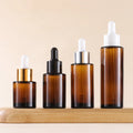 Amber Clear Frosted 1oz 30ml Flat Shoulder Cylinder 20ml 30ml 40ml Glass Dropper Bottle for Serum Essential Oil