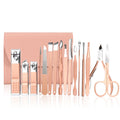 Factory  Cheaper Price Multi Function Professional 16pcs Rose Gold Manicure Pedicure Set Nail Care