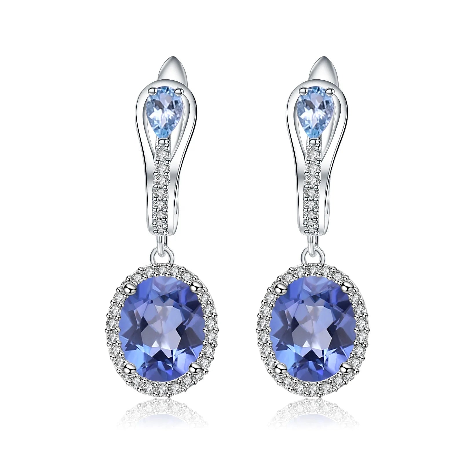 Abiding 925 Sterling Silver Fashion Wedding Jewelry Unique Design Classic Oval Natural Mystic Quartz Drop Earrings