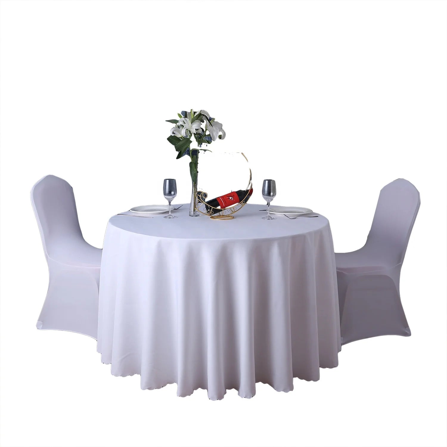 Premium Polyester Fabric 120 Round Tablecloth for Wedding Banquet Events