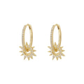 Fashion 925 Sterling Silver 18k Gold Pave Sun Hoop Earring with Charm Wholesale