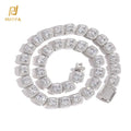 12mm Hip Hop Square CZ Tennis Chain Necklace Silver Gold Plated Cluster Tennis Chain Unisex Jewelry