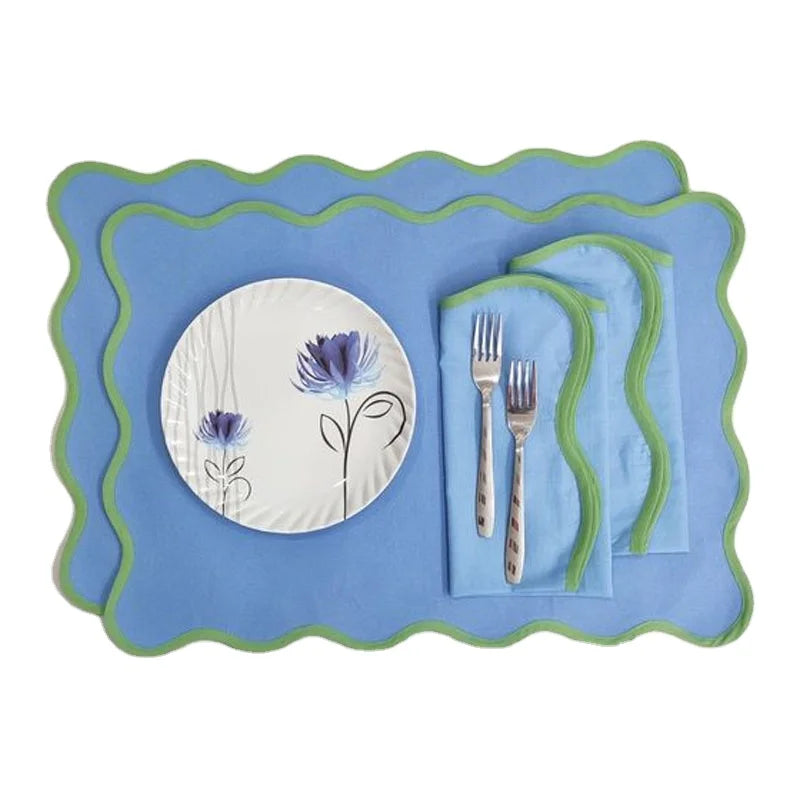 Scallop Placemat Scallop Seam Edge Cloth Dinner 100%  Linen Napkins Party  Classic Handmade Napkin