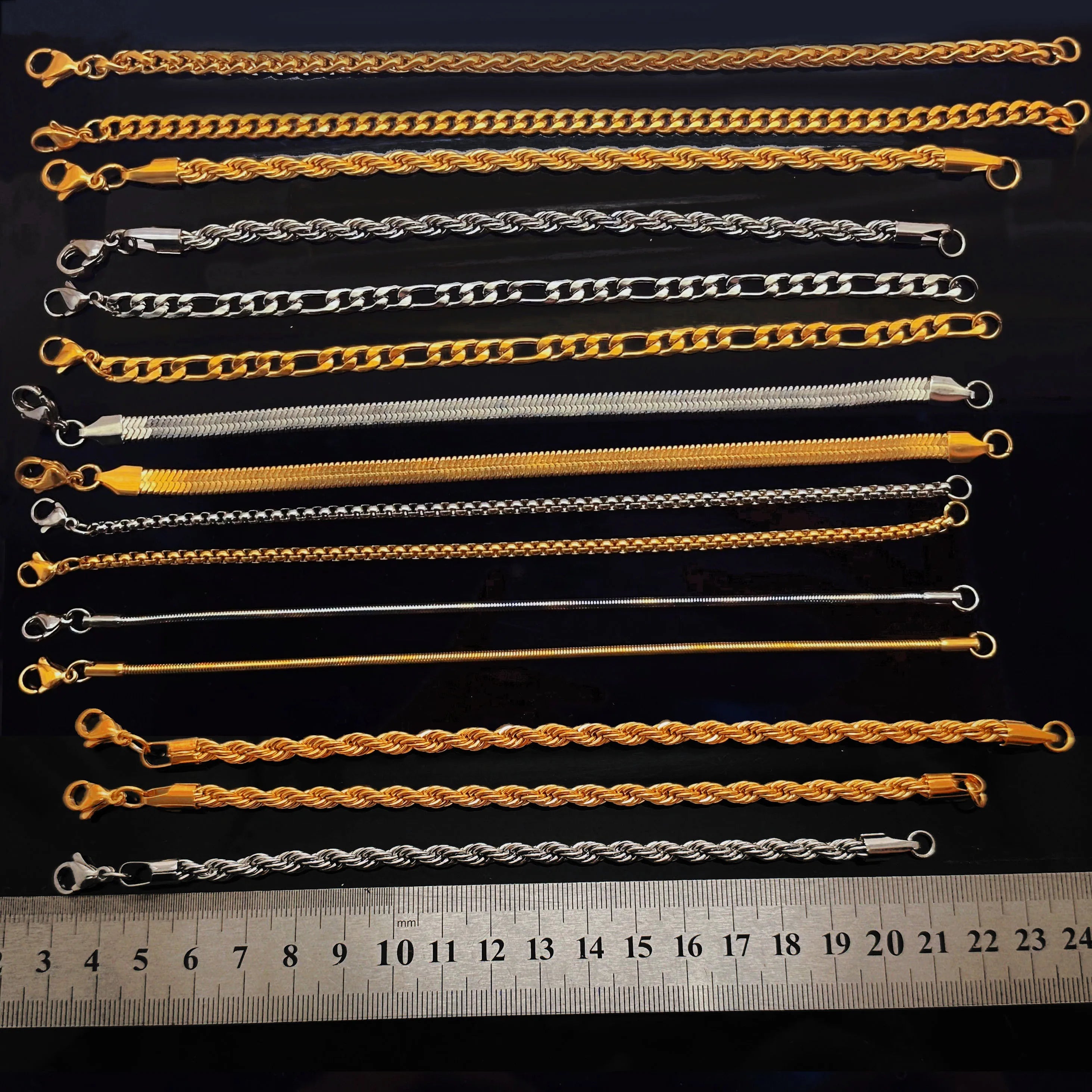Hiphop Miami Mens Cuban Bracelet 2mm 3mm Luxury Rolo Box Snake Thin Chain 18k Pvd Gold Plated Stainless Steel Jewelry Bracelet