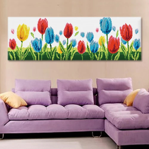 DIY Tulip for Cushion CROSS Stitch Latch Hook Kit Latch Hook Kits for Adults Large Size