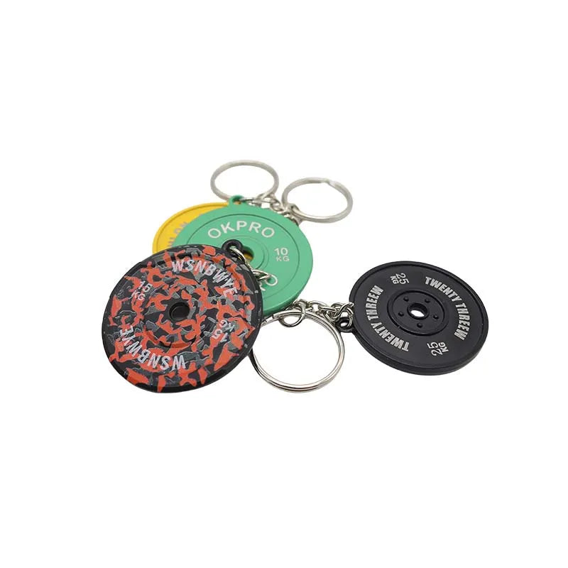 Wsnbwye Discos De Pesas Semiprofesional Barbell DIY Sublimation Anime 3D llaveros CHAVEIRO Disco Pesa Gum Keychain