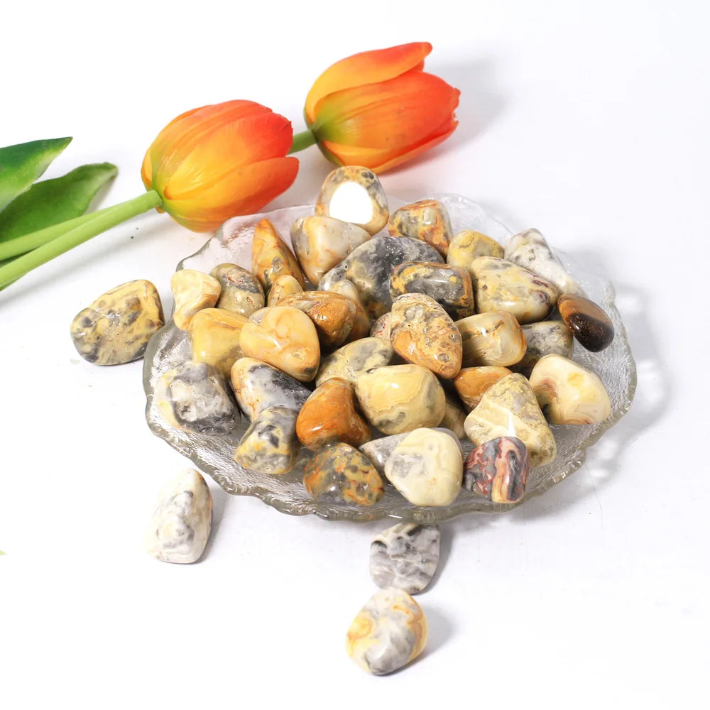 DIY Wholesale Natural Crystal Healing Tumbled Stones Crazy Agate Tumbled Palm for Fengshui Decoration