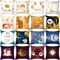 Halal Muslim Festival Home Decoration Pillowcase 45x45cm Sofa Cushion Cover Ramadan Eid Mubarak Pattern for Eid Ramadan Supply