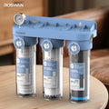 OEM 10 Inch 3-Stage Transparent Water Filter Pressure Gauge PP GAC CTO Block 1 Micron Under Sink Point of Use Kitchen for Home