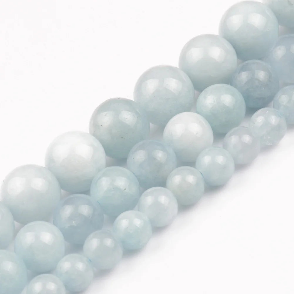 Wholesale Round Blue Aquamarine Stone Beads in 6/8/10mm Sizes for Jewelry Making and DIY Projects