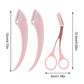 Women's Makeup Cosmetic Tool 3pcs Facial Hair Removal Grooming Shaper Eyelash Shaver Razor Cutter Eyebrow Trimmer Scissor Comb