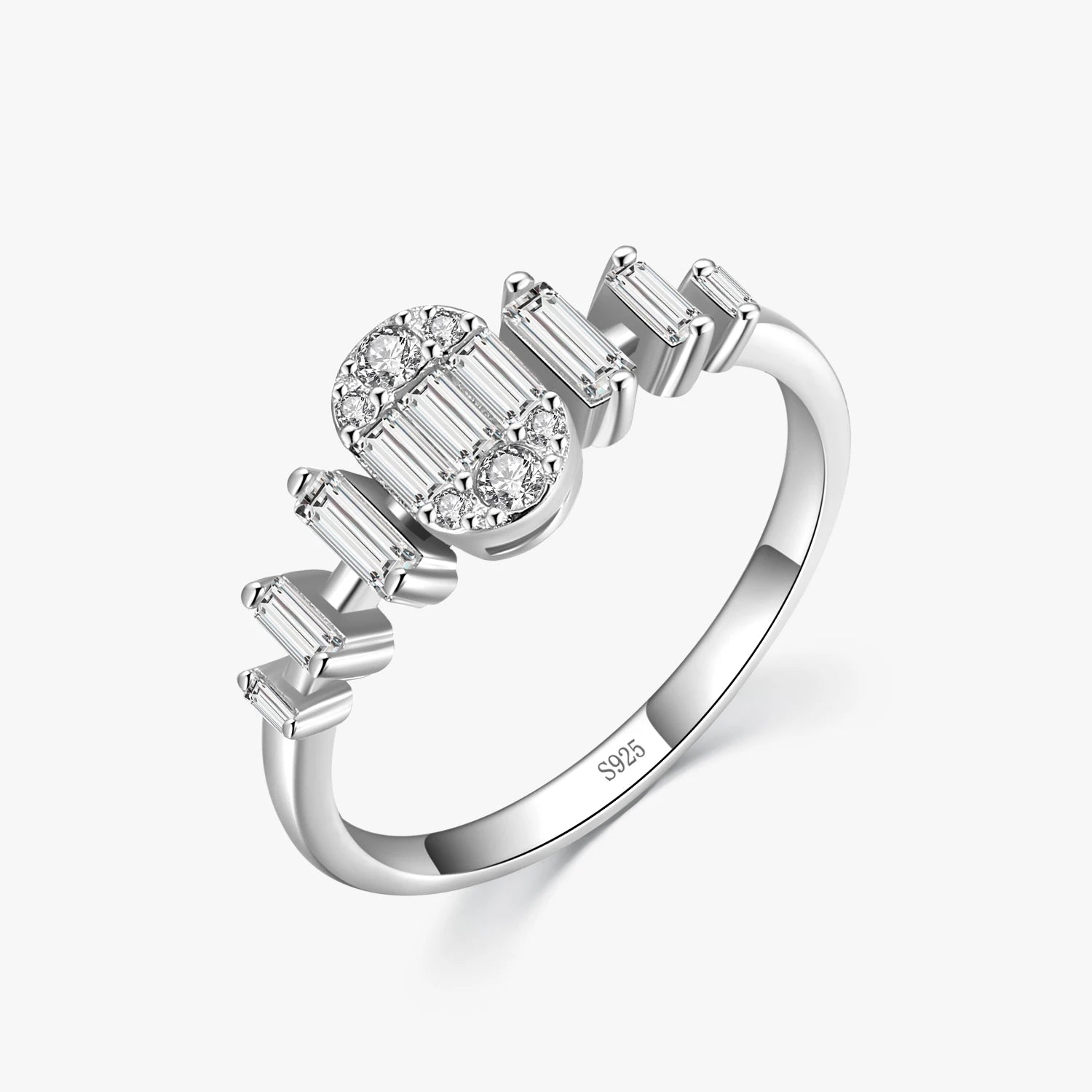 Ailmay 100% 925 Sterling Silver Fashion Oval Shining Clear Zircon Rings for Women Wedding Engagement Fine Female Jewelry
