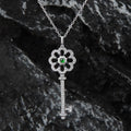 S925 Women's Jewelry Sterling Silver Plated Key Pendant Necklace 18K Gold Inlaid Natural Jade Birthday Valentine's Day Gifts