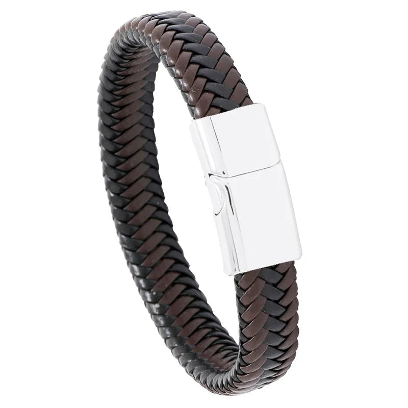 Wholesale Vintage PU Leather Cuff Bracelet Unisex Simple Fashion Design with Alloy Magnetic Clasp Men's Jewelry