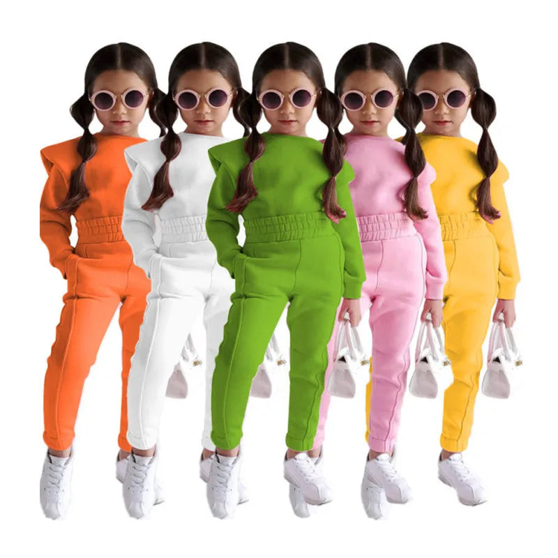 Winter Children Sweatsuits Two Piece Sets Girls Kids Hoodies 2 Pcs Pants Sets