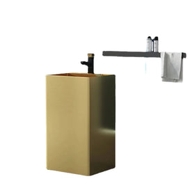 Stainless Steel Column Type Washbasin Basin Courtyard Integrated Floor Standing Basin Balcony