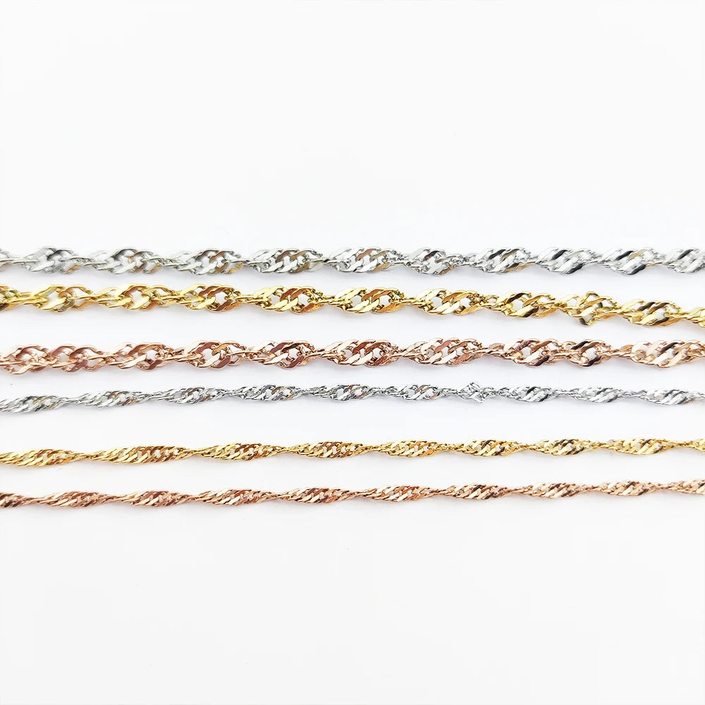 Singapore Chain Necklace Acero Inoxidable Oro Gold Color Customized Length Twisted Singapore Chain Necklace