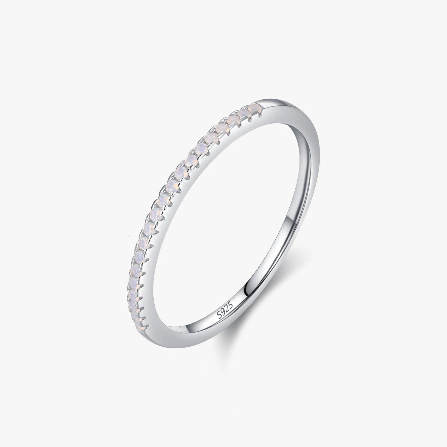 925 Sterling Silver Simple Slim Crystal Rings Fashion Delicate Eternity Rings for Women