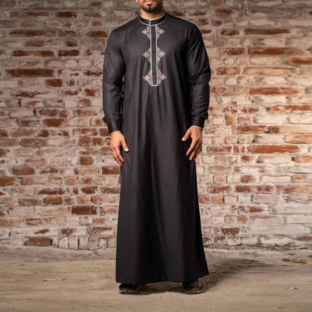2024 Hot Selling Muslim Men's Clothing Thobes Mens Dubai Long Sleeve Islamic Arabic Thobe Islamic Men Thobe