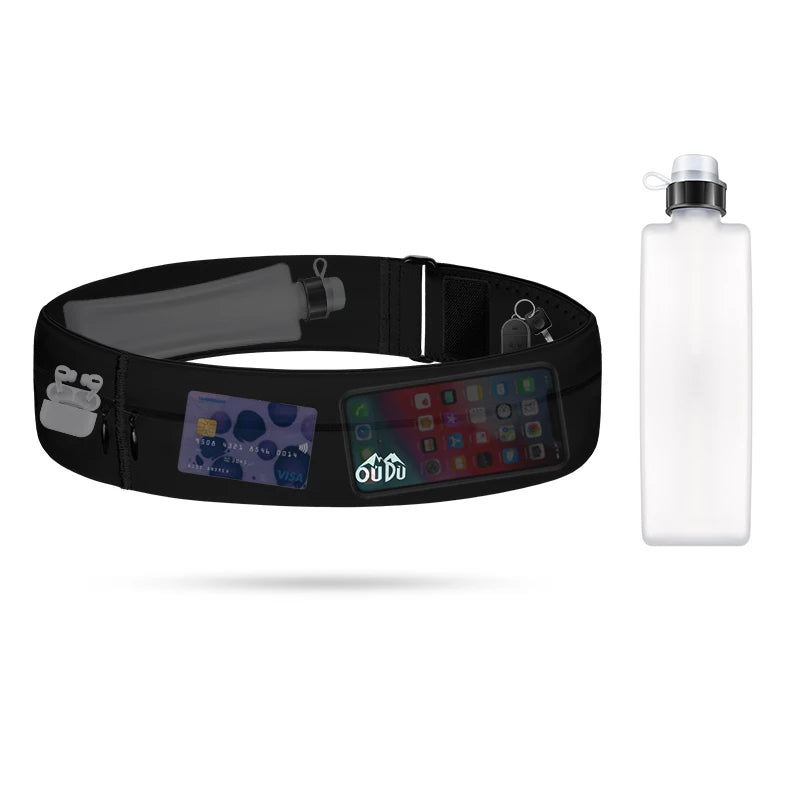HUALIAN OEM&ODM Water Resistant Fanny Waist Pack With Foldable Water Bottle Holder Running Belt Bag for Hiking Workout Cycling