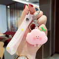 PVC Rubber Keychain for Girls Bag Charm Cartoon Cute Soft Doll Grass Cloud Kawaii Key Chains Car Pendant Accessories Key Rings