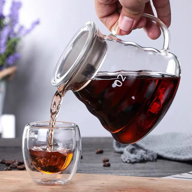 Custom Logo Wave Shape Heat-Resistant Borosilicate Glass Cold Brew Coffee Maker Lead Free & BPA Free Handmade