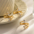 Minimalist Style Zircon Ring 18k Gold Open Rings Stainless Steel Wedding Rings