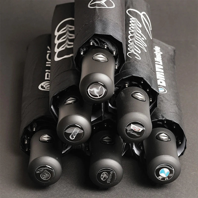 2 Factories Power 8 Ribs Fully-Automatic Folding Umbrella Windproof 190T Nylon 97cm Open Diameter for Promotion Ready Ship Bulk