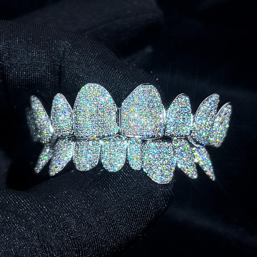 Messi Jewelry VVS Custom Hip Hop Men 925 Sterling Silver Iced Out Diamond Moissanite Grillz