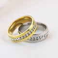 Nabest 6mm Waterproof Stainless Steel Rhinestone Joint Ring Jewelry Women Men PVD Plated Couples Minimalist Rings