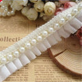 1 Yard Pearl Beaded Lace Edge Trim Wedding Dress Skirt Ribbon Sewing DIY Craft Accessories Width 3cm
