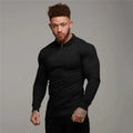 European American Men's Long-Sleeved Fitness Polo Shirt Autumn Winter Solid Pattern Sports Lapel T-Shirts