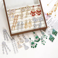 Elegant Custom Gold Plated Alloy Drop Earrings with Emerald Nano Cubic Zircon Fashionable Women's Wedding Casual Gift Suit