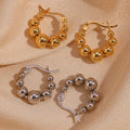 Waterproof Tarnish Resistant Jewelry 18K Gold Plated Beaded Earrings Tarnish Free Stainless Steel Jewelry