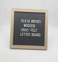 10 X 10 Inches Wooden Gray Changeable Felt Letter Board With Plastic Stand Stock