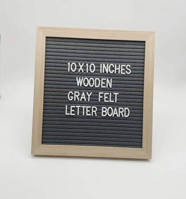 10 X 10 Inches Wooden Gray Changeable Felt Letter Board With Plastic Stand Stock