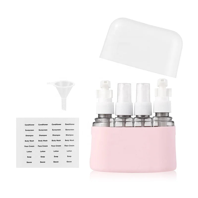 Pink 50ml 4-in-1 Plastic Pump Bottle Set for Lotion and Spray Convenient  Portable Travel Kit with Practical