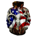 Fitspi American Flag Deer 3d Hoodie Custom Digital Printed Sweatshirt Pullover Hoodies Wholesale
