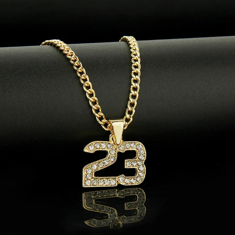 Popular European Hip Hop Punk Diamond Number Pendant Cuban Necklace for Men Women