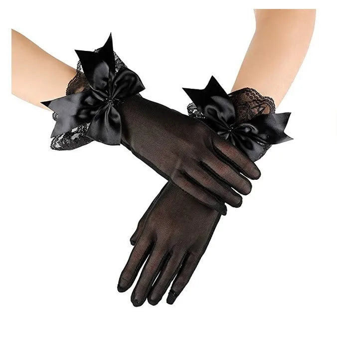French Hepburn Style Elegant Bride Gloves for Photo Shoot Black Evening Dress Vintage Autumn Winter Socialite Banquet Gloves