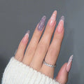 Long Almond Reusable Fake False Nails Set Wholesale Custom Design French Tip Soft Gel Glitter Shinny Luxury Press on Nails Bulk