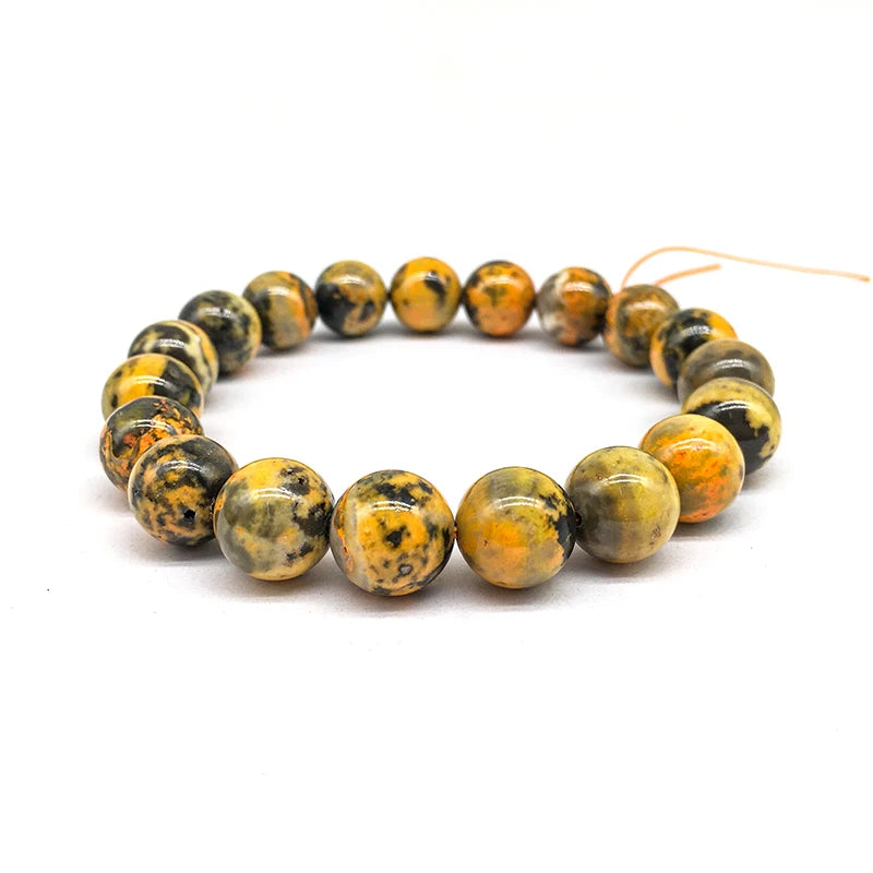 Wholesale Popular Healing Crystal Bumblebees Jasper Bracelet Reiki Crystal 8MM Beads for Women Gifts and Sale