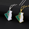 Factory 18K Real Gold Plated Enameled Algeria Flag Charm Necklace Stainless Steel Silver Algerian Map Pendant Chain Necklace