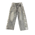 DENIMGUYS Custom Sun Faded Washed Side Stripe Baggy Trousers Pants Men Embroidery Applique Patch Vintage Wide Leg Denim Jeans