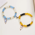 New Crystal Glass Beads Couple Bracelets Best Friend Friendship Cute Enamel Charm Magnetic Heart Handmade Women Bracelet Jewelry