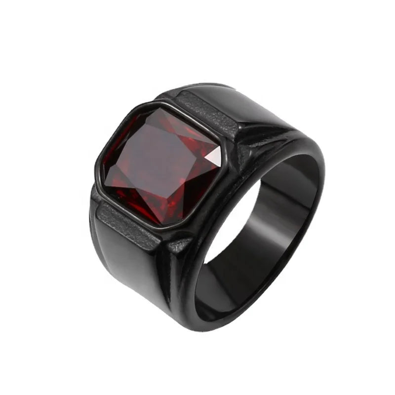 Plating Gemstone Ring Wholesale Rings Stainless Steel Vintage 18K Gold Plated Men's Top Quality Ancient Geometric Fast Delivery