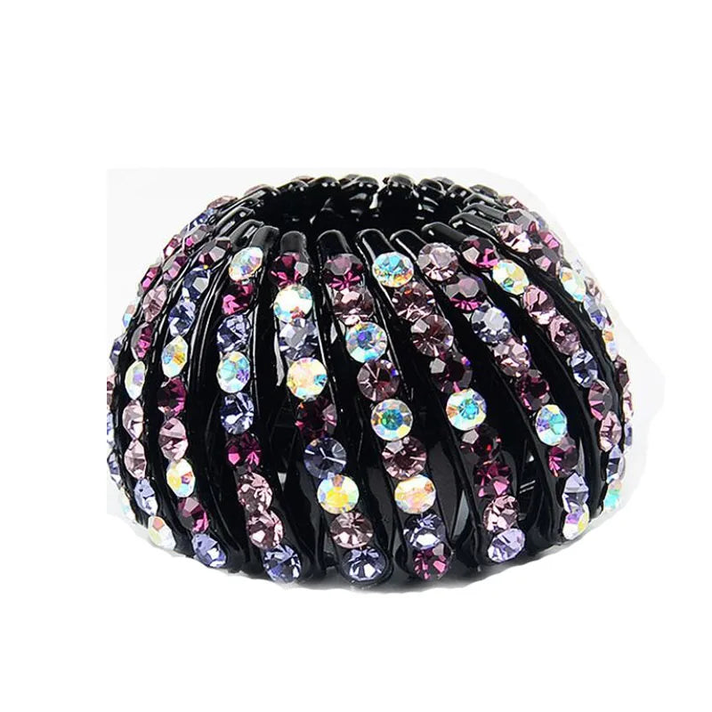 Fashion Accessories Crystal Hair Bun Ponytail Buckle Bird Nest Ball Hair Claws Clips Rhinestone Hairpin for Women